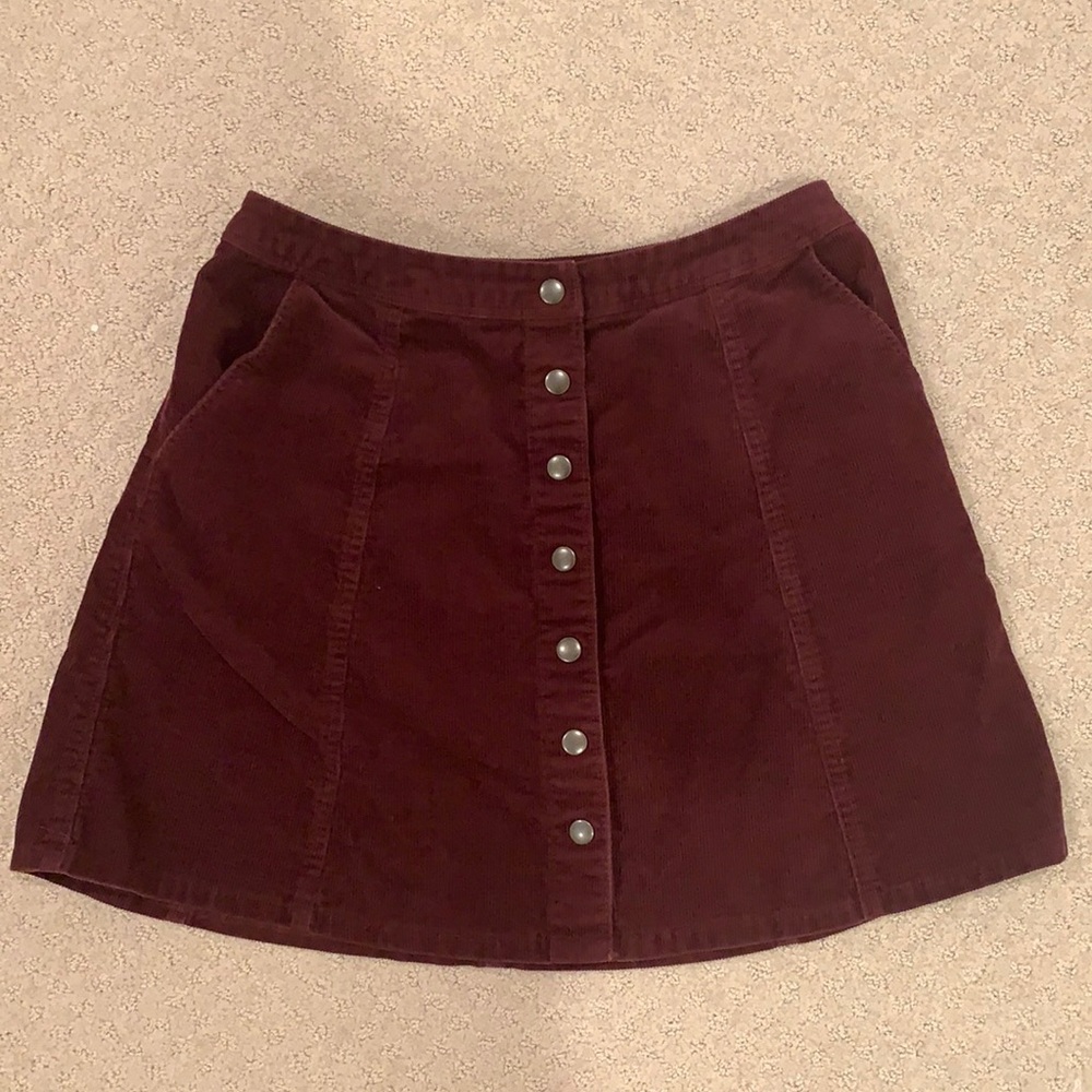 Abercrombie & Fitch Maroon Corduroy Mini Skirt